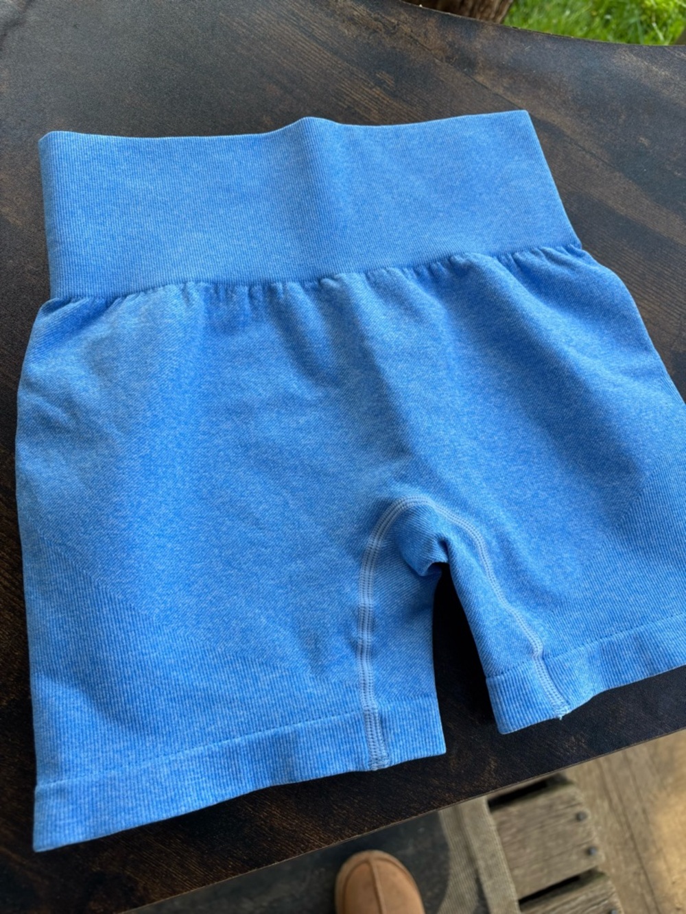 Women's High-Waist Athletic Bike Shorts in Blue - Picture 4 of 5